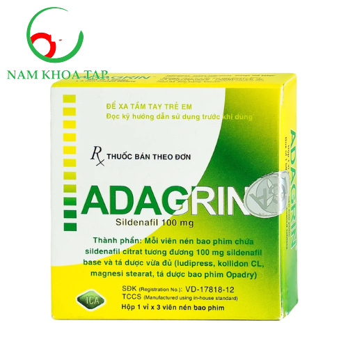Adagrin 100mg ICA - Thuốc điều trị rối loạn cương dương ở nam giới