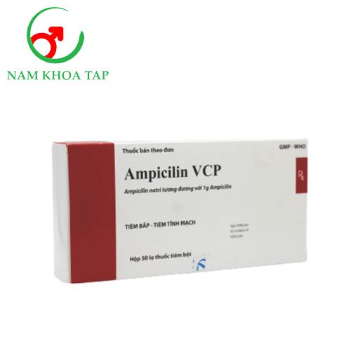 Ampicillin 1g VCP - Điều trị nhiễm khuẩn đường hô hấp, tiết niệu, lậu