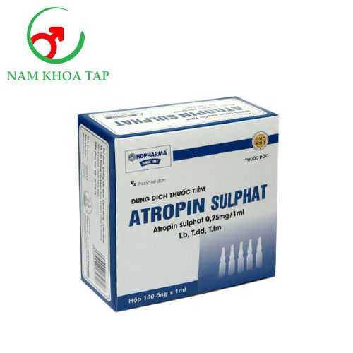 Atropin Sulphat 0,25mg/1ml HD Pharma - Điều trị chống co thắt và tăng tiết dịch đường tiêu hóa
