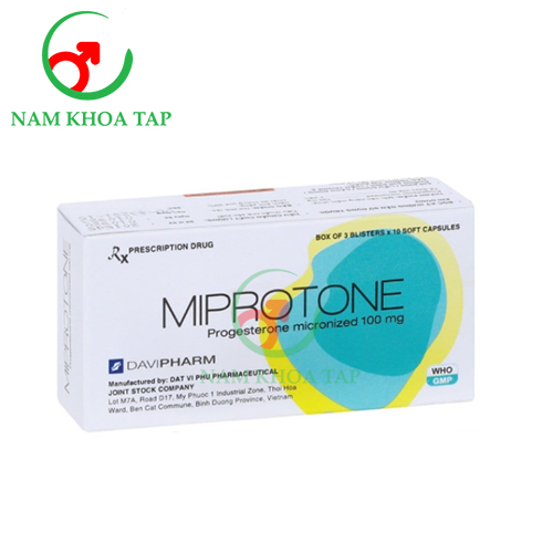Miprotone 100mg Davipharm - Điều trị thiếu progesteron