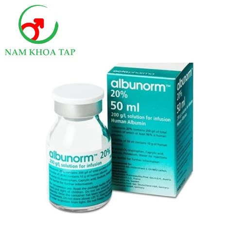 Albunorm 20% 50ml Octapharma - Được dùng trong các trường hợp Giảm thể tích huyết tương cấp