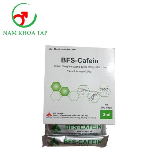 BFS-Cafein 3ml CPC1 - Kích thích thần kinh trung ương như mệt mỏi, suy nhược., suy hô hấp, tuần hoàn
