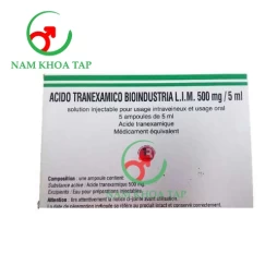 Acido Tranexamico 500mg/5ml Bioindustria - Điều trị và phòng ngừa chảy máu do phân hủy fibrin và khi phẫu thuật