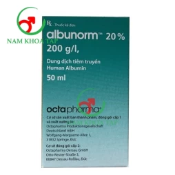 Albunorm 20% 50ml Octapharma - Được dùng trong các trường hợp Giảm thể tích huyết tương cấp